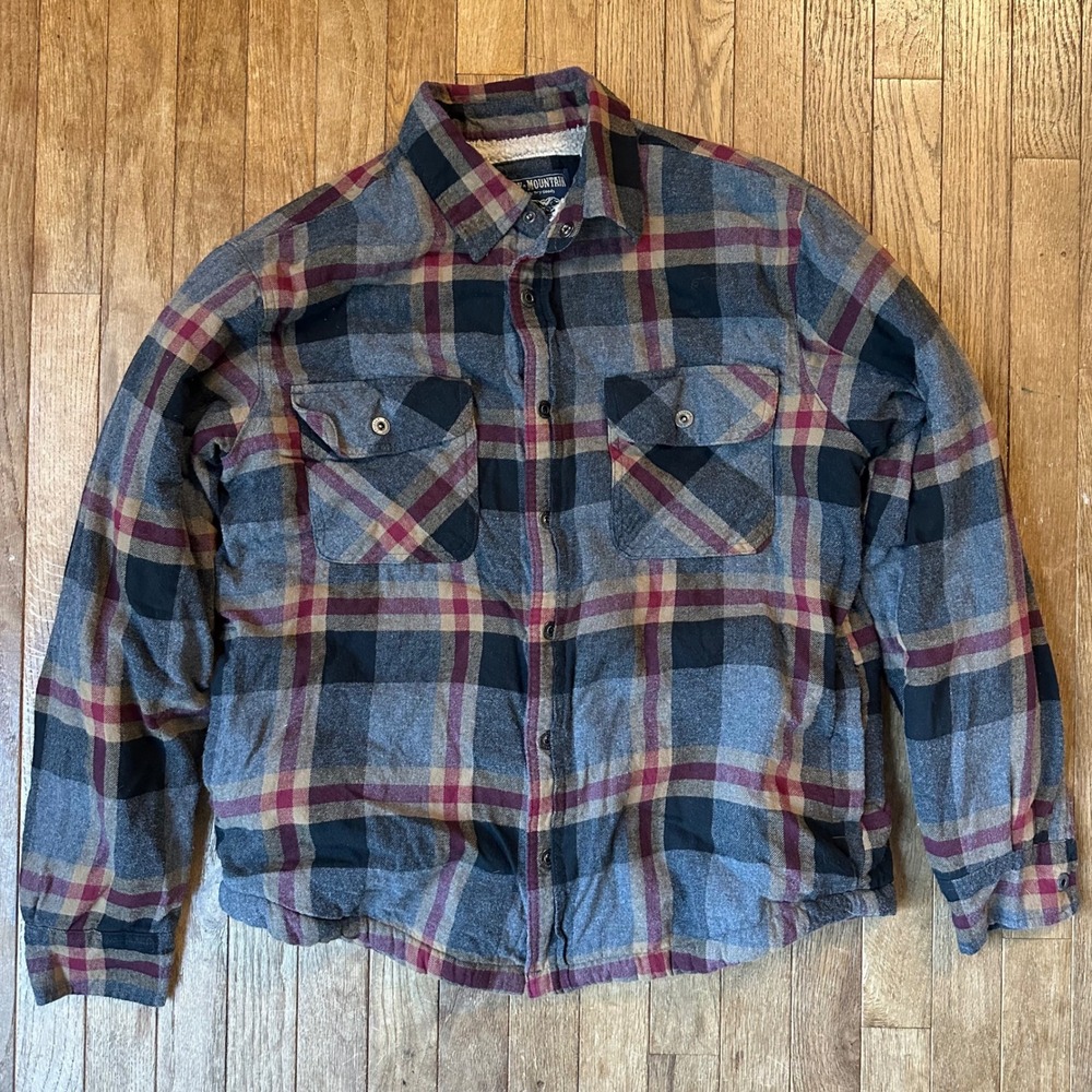 Grizzly Mountain Men's‎ L/G Plaid Sherpa Lined Flannel Shirt Jacket Snap Front